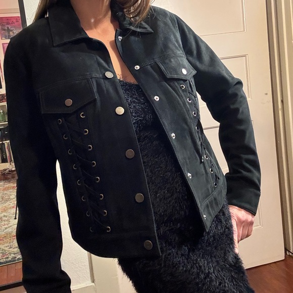 Lucky brand black suede lace up jacket - Picture 9 of 9